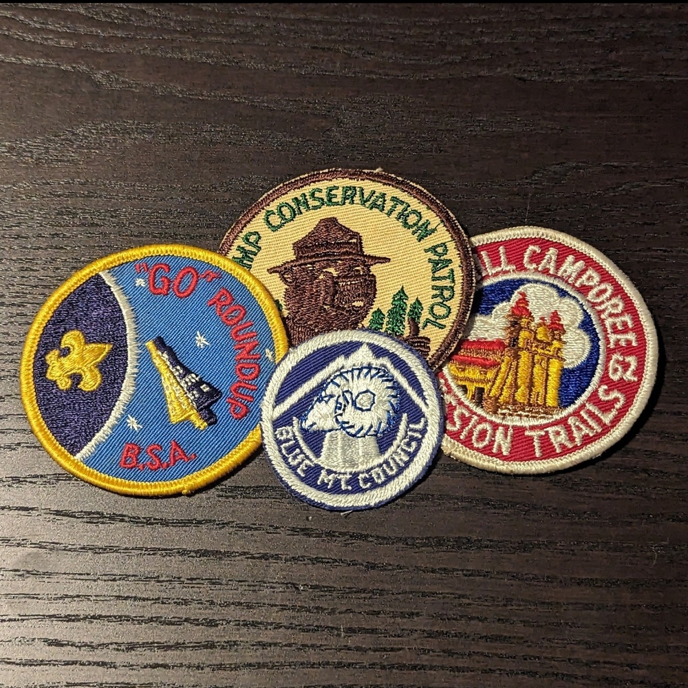 Set of 4 vintage Boy Scout patches, 1960s BSA, scouting
